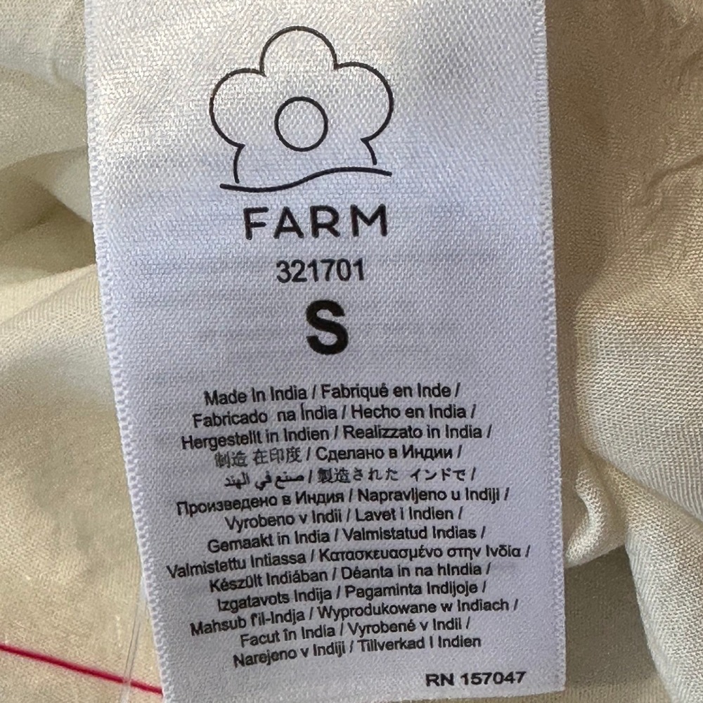 FARM Rio Sea of Fish Ankle Dress NWOT SZ Small Off-White Blue Embroidered Cutout - Picture 12 of 14